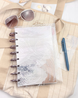 Clear Discbound Planner Cover |  Joy Over Obligation | White Ink