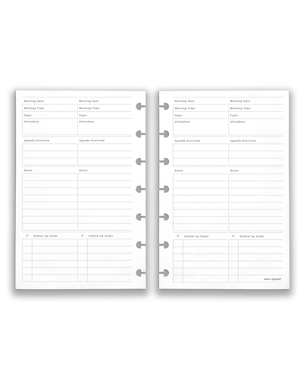 Meeting Notes Discbound Planner Inserts | Key Notes | Jane's Agenda®