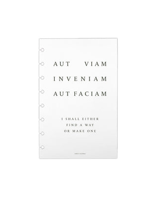 Translucent planner dashboard insert with motivational quote on a white background