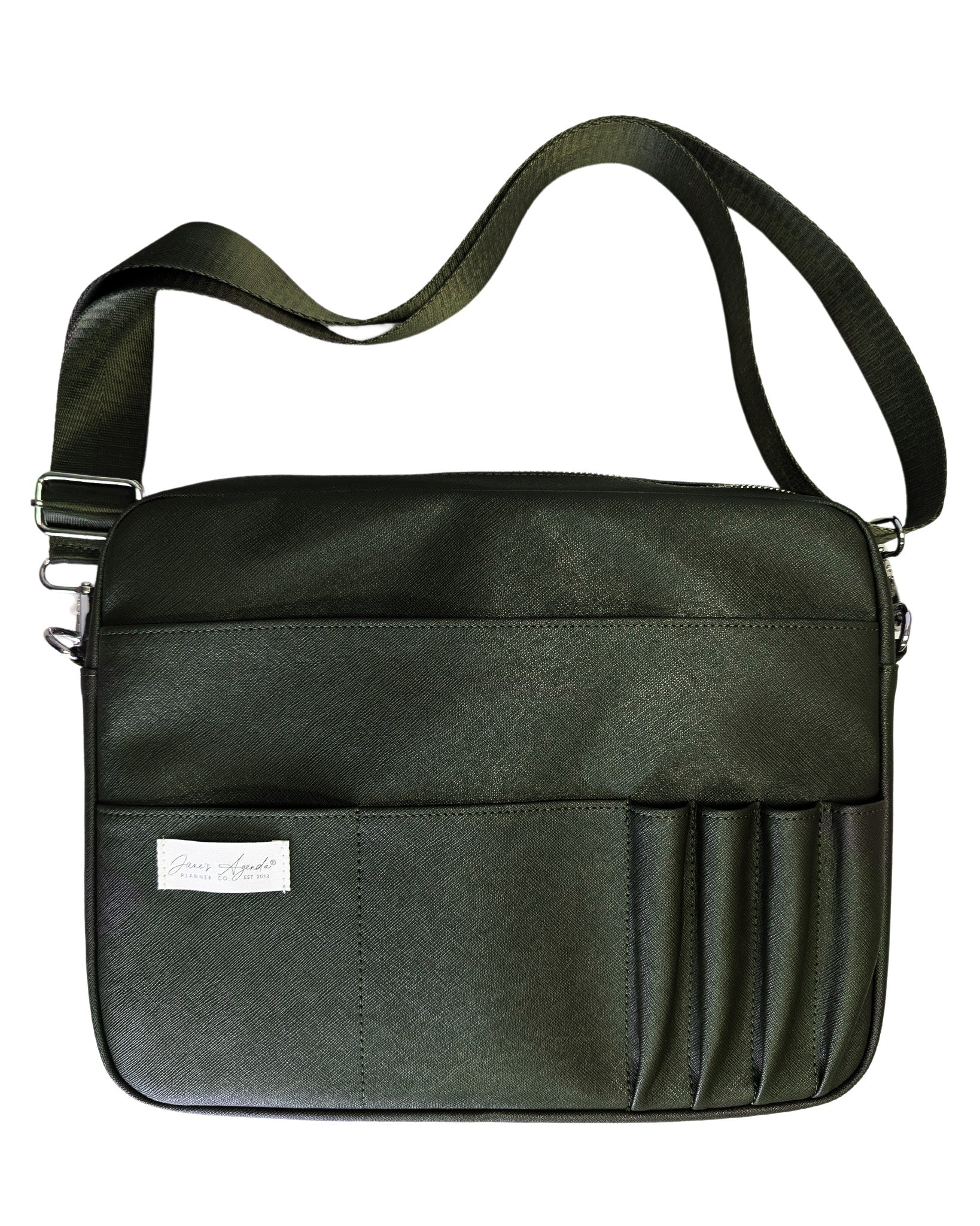 Vegan leather courier and laptop bag by Jane's Agenda.