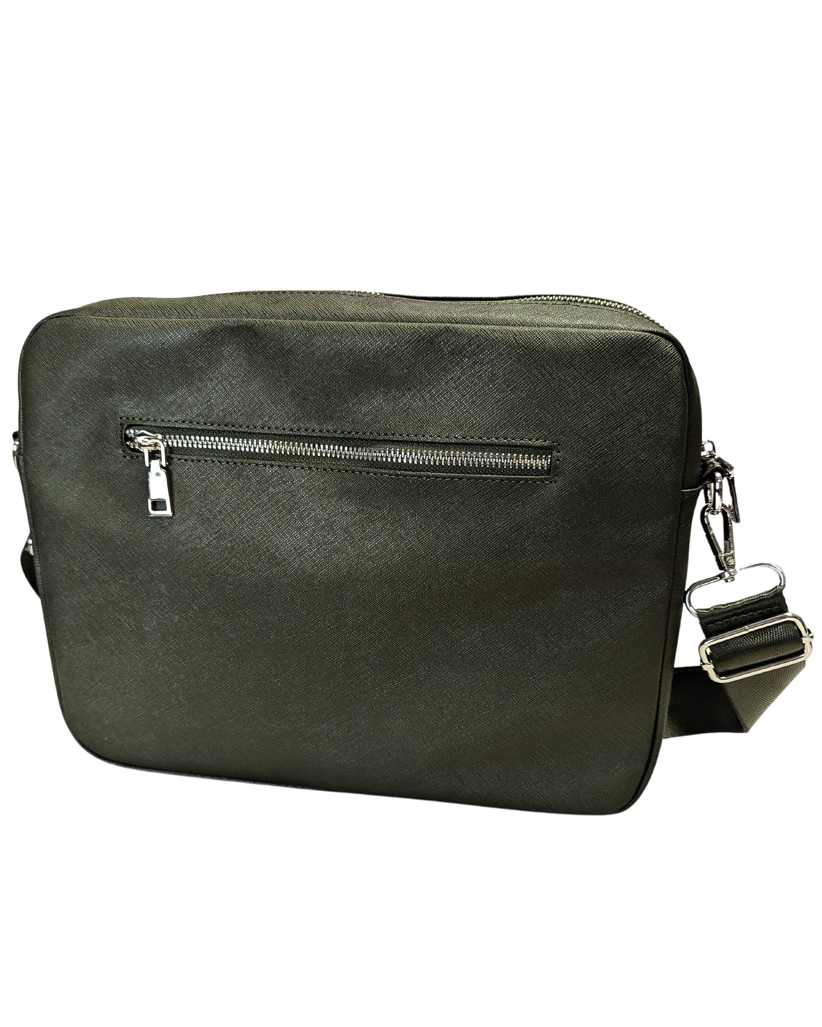 Vegan leather courier and laptop bag by Jane's Agenda.