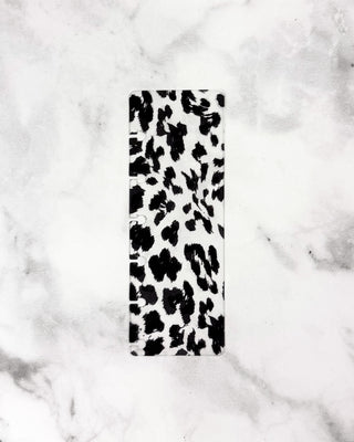 Discbound planner page-finder, black leopard animal print, clear plastic snap on page finder.