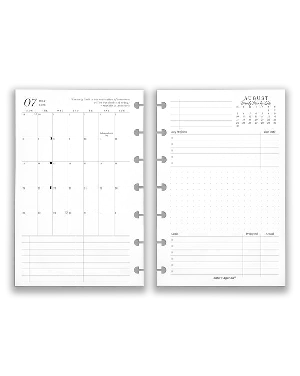 2027 monthly calendar pages from Jane's Agenda