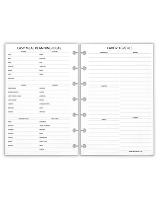 Meal Planning Grocery Discbound Planner Inserts by Jane's Agenda.