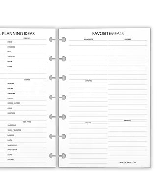 Meal Planning Grocery Discbound Planner Inserts by Jane's Agenda.