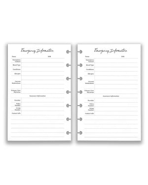 Family health organizer pages