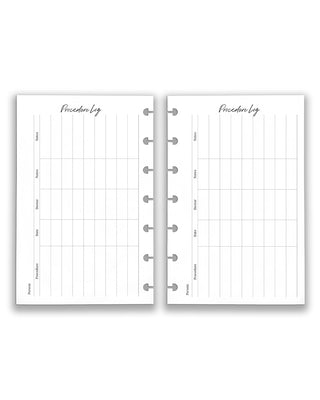 Janes Agenda discbound planning refillable inserts, medical insert pack, procedure log