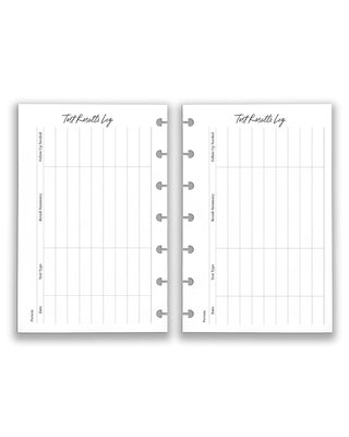 Janes Agenda discbound planning refillable inserts, medical insert pack, test results log tracker