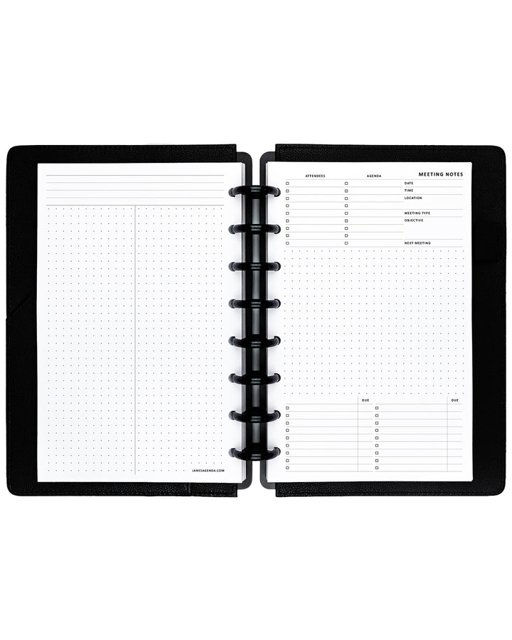 Meeting notes planner inserts for disc-bound planners and disc notebooks by Jane's Agenda.