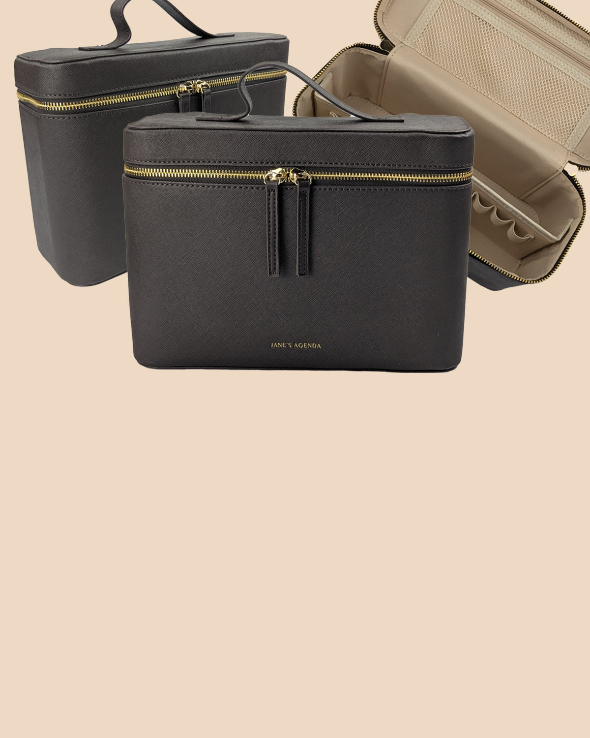 Saffiano Vegan Leather Stationery Case | Chocolate Brown | Jane's
