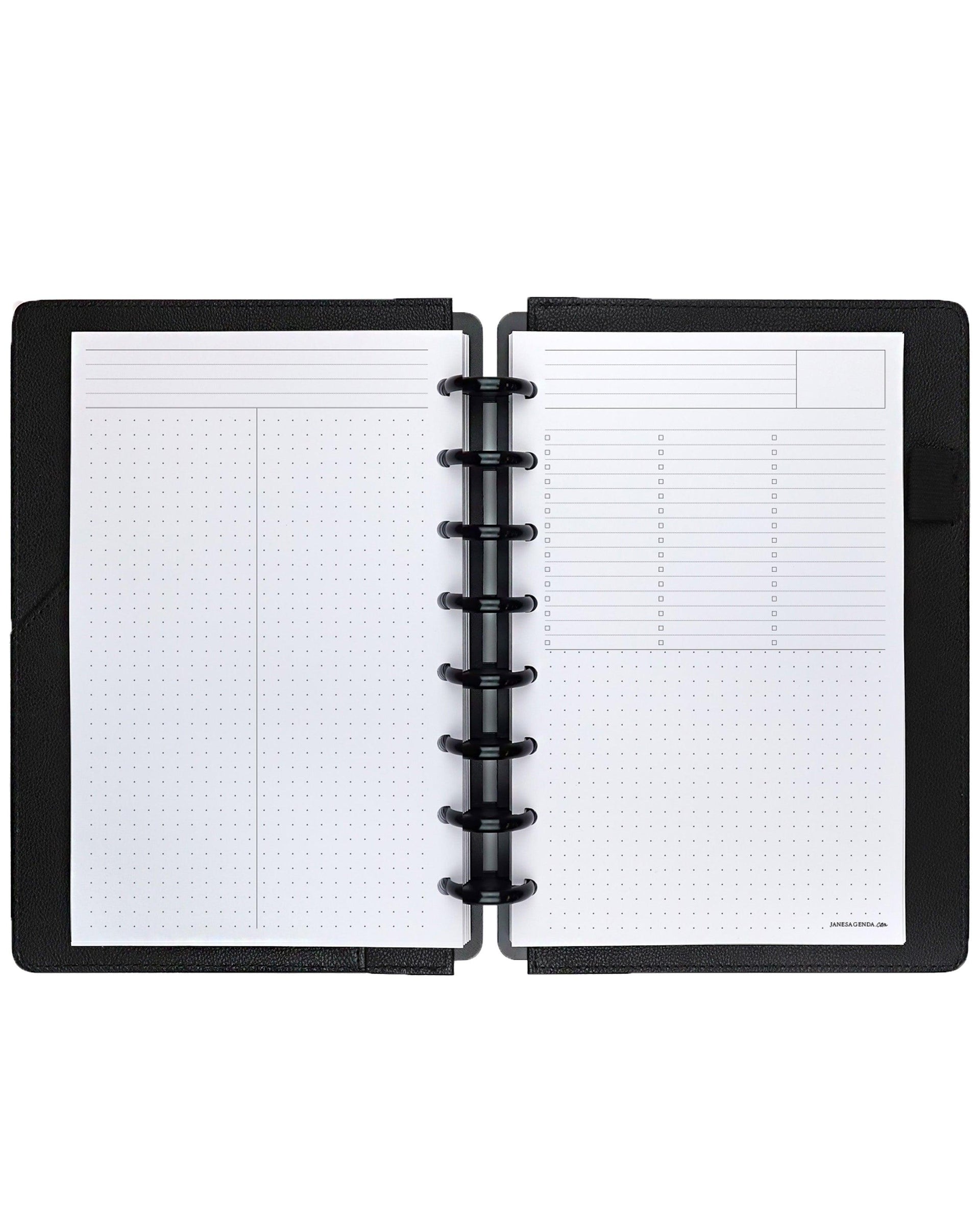 Notes planner refill pages for discbound and six ring planner by Janes agenda®.