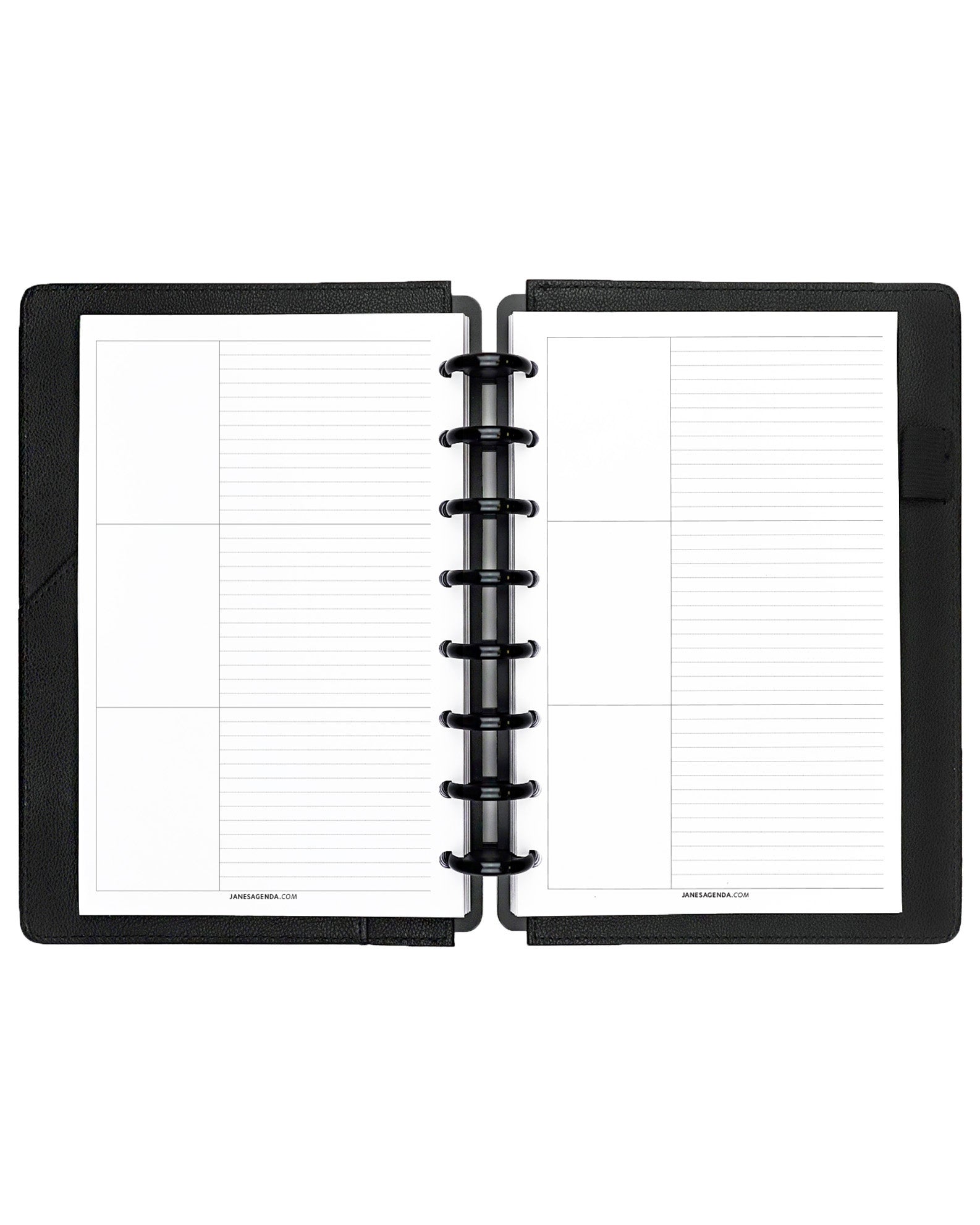 Tri-focus notes planner inserts for discbound planners, disc notebooks, and A5 six ring planner systems by Jane's Agenda.