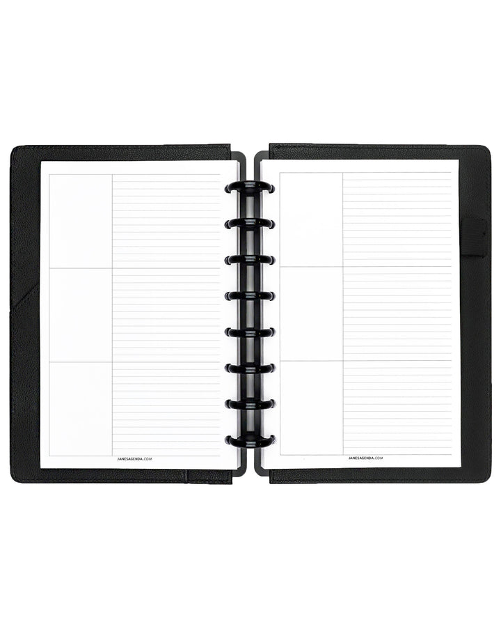 Tri-focus notes planner inserts for discbound planners, disc notebooks, and A5 six ring planner systems by Jane's Agenda.