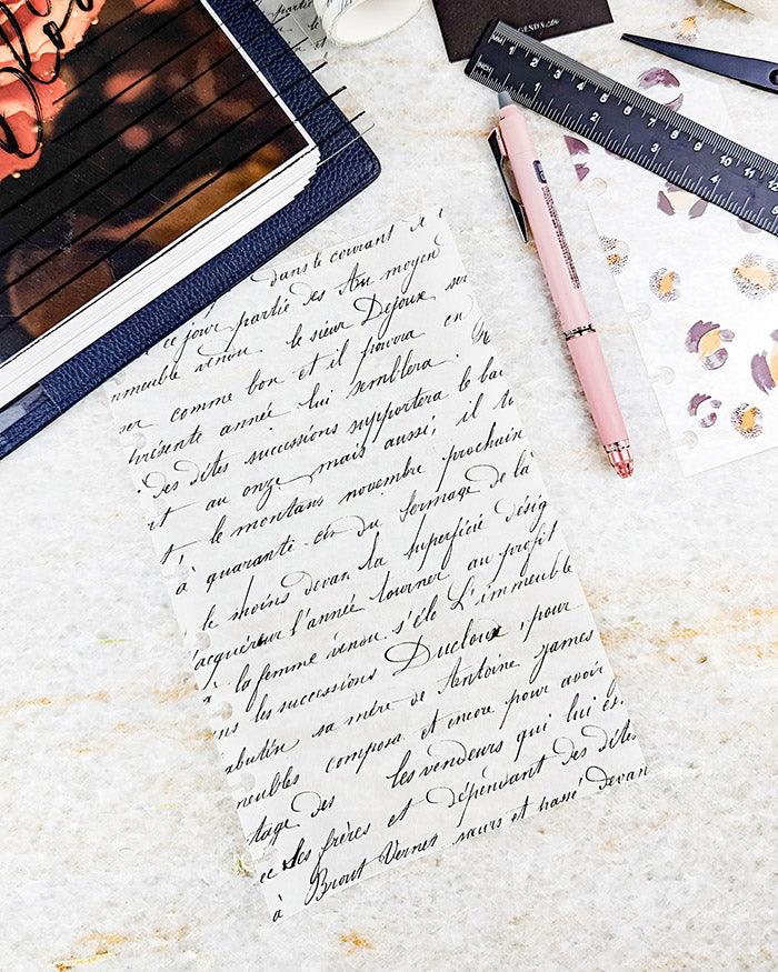 Translucent Vellum Dashboard | French Handwriting | Jane's Agenda
