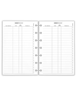 Order Tracker Discbound Planner Inserts by Jane's Agenda for tracking packages.