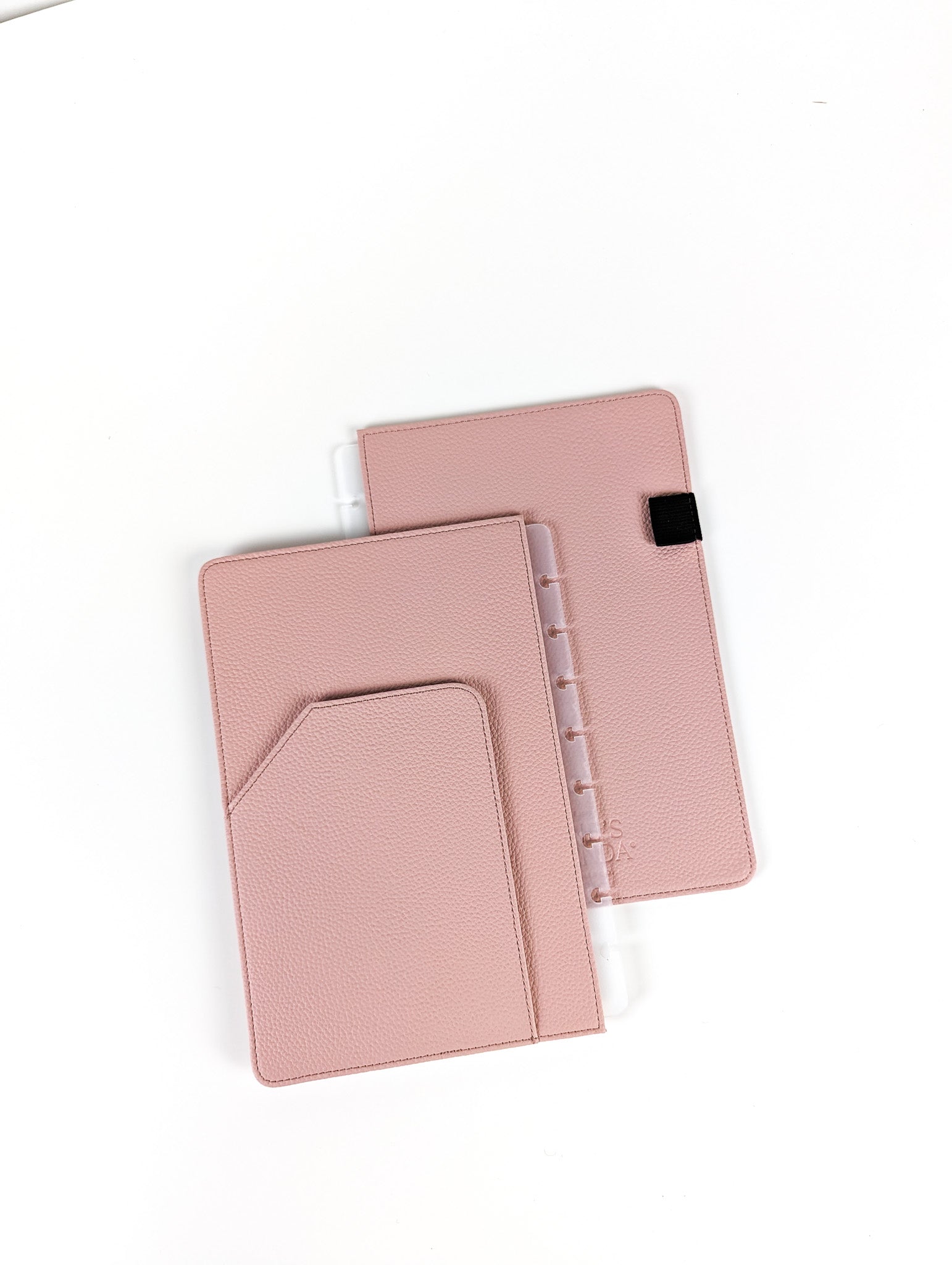 Blush pink vegan leather discbound planner cover by Jane's Agenda.
