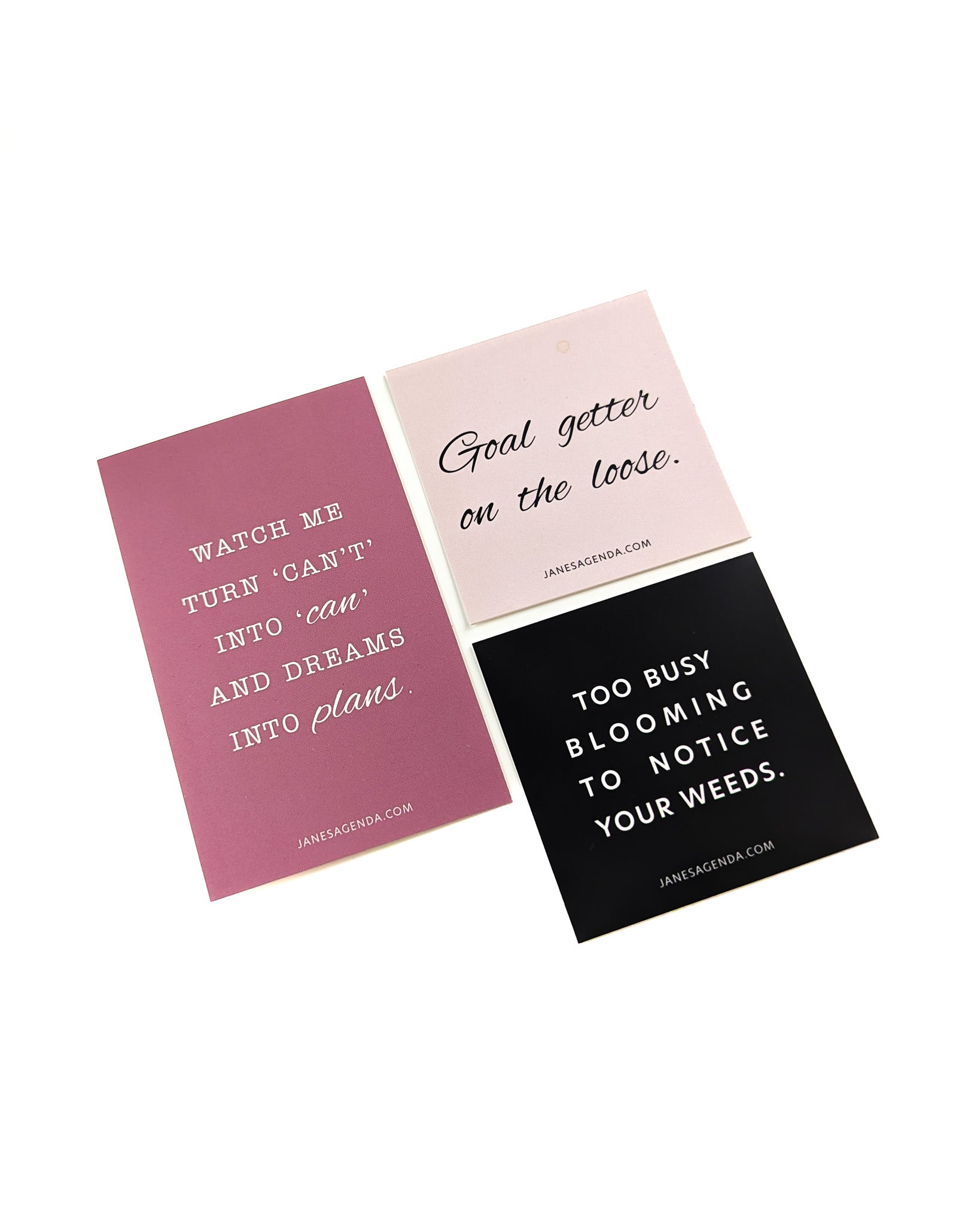 Inspirational quote cards by Jane's Agenda.