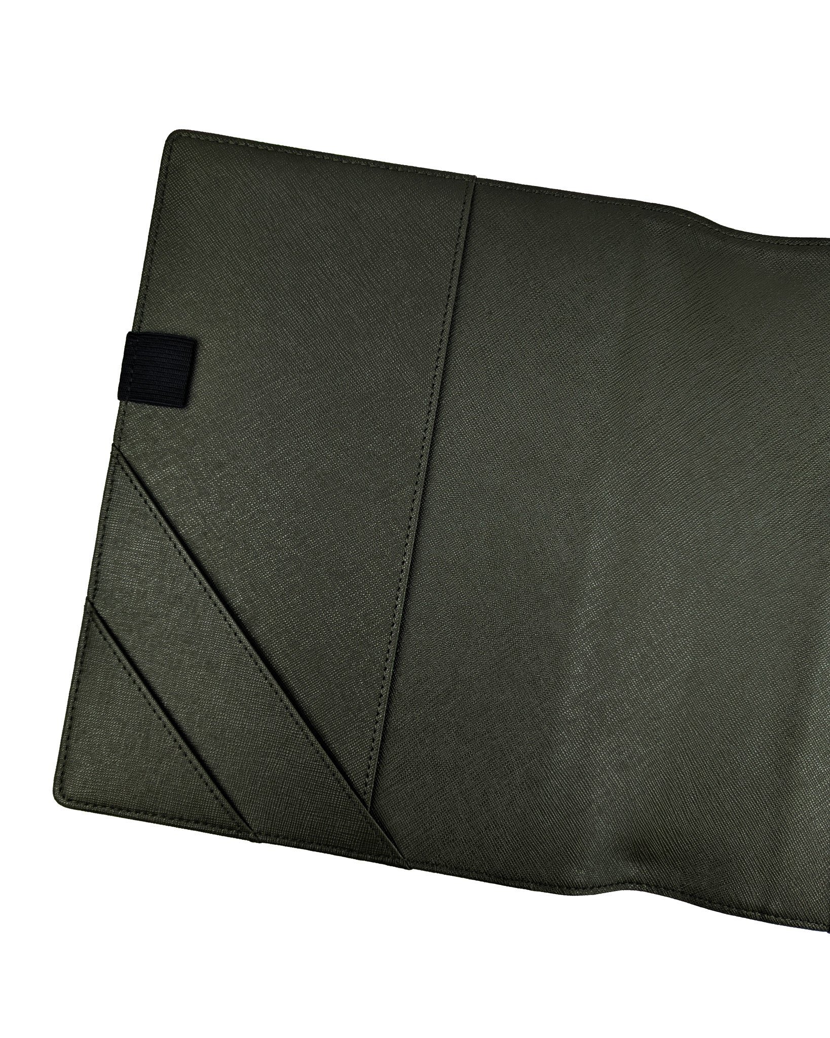 Nori green saffiano vegan leather discbound wrap cover for discbound planners and disc notebooks by Jane's Agenda.