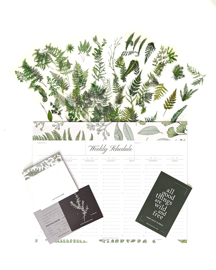 Botanical stationary and accessories set by Jane's Agenda.