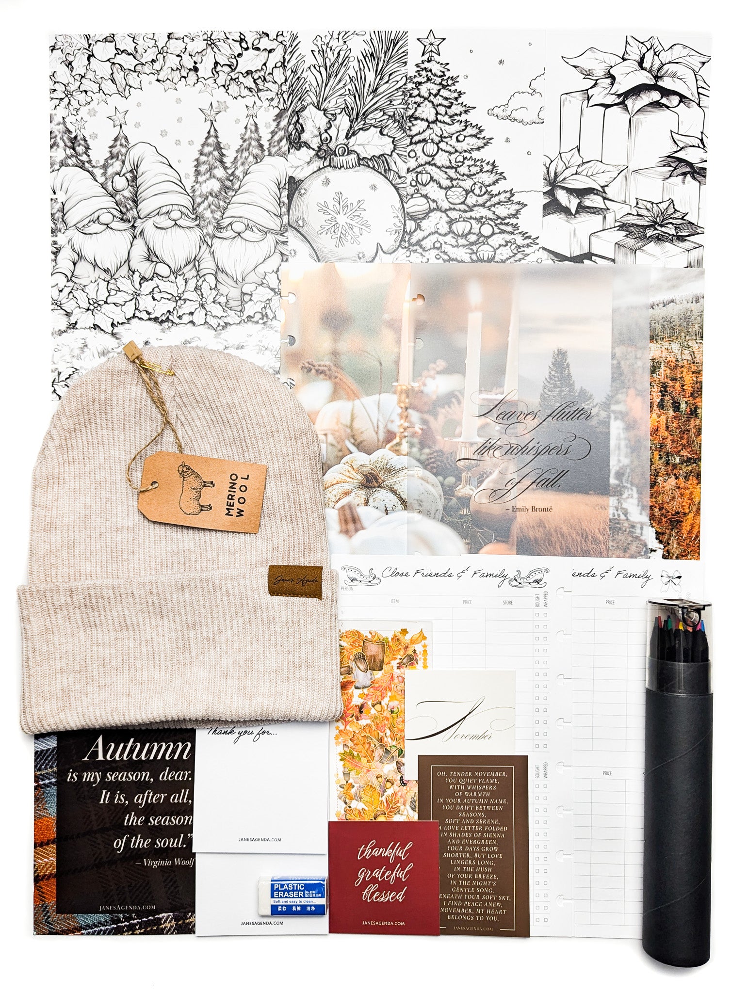 The previous November Monthly Planner Lifestyle Subscription Box returns, offering exclusive planner inserts, stylish products, and luxurious items with unique fall themes and aesthetics