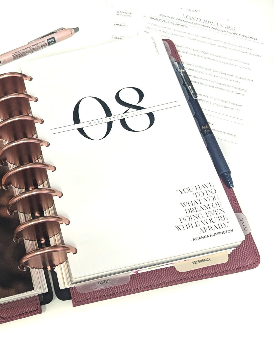 Masterplan 365 Workbook Planner Inserts | Month 08