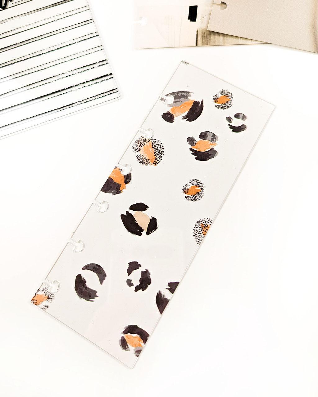 Leopard Print Clear Plastic Page Finder and Book Mark for Discbound and Size Ring Planners.