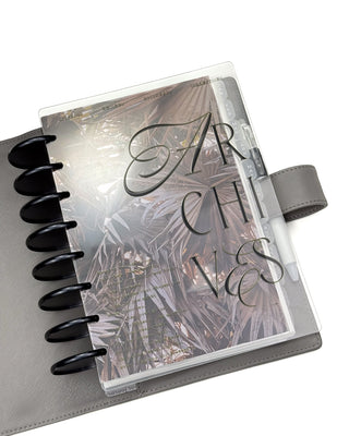 Planner with 'ARCHIVES' cover featuring the Plam Fronds design on a white background.
