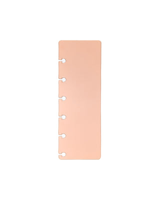Discbound punched stained glass peach color translucent panner page finder and book mark over a white background