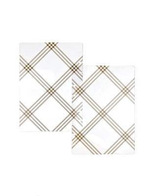 Plaid pattern clear discbound planner cover over a whit background