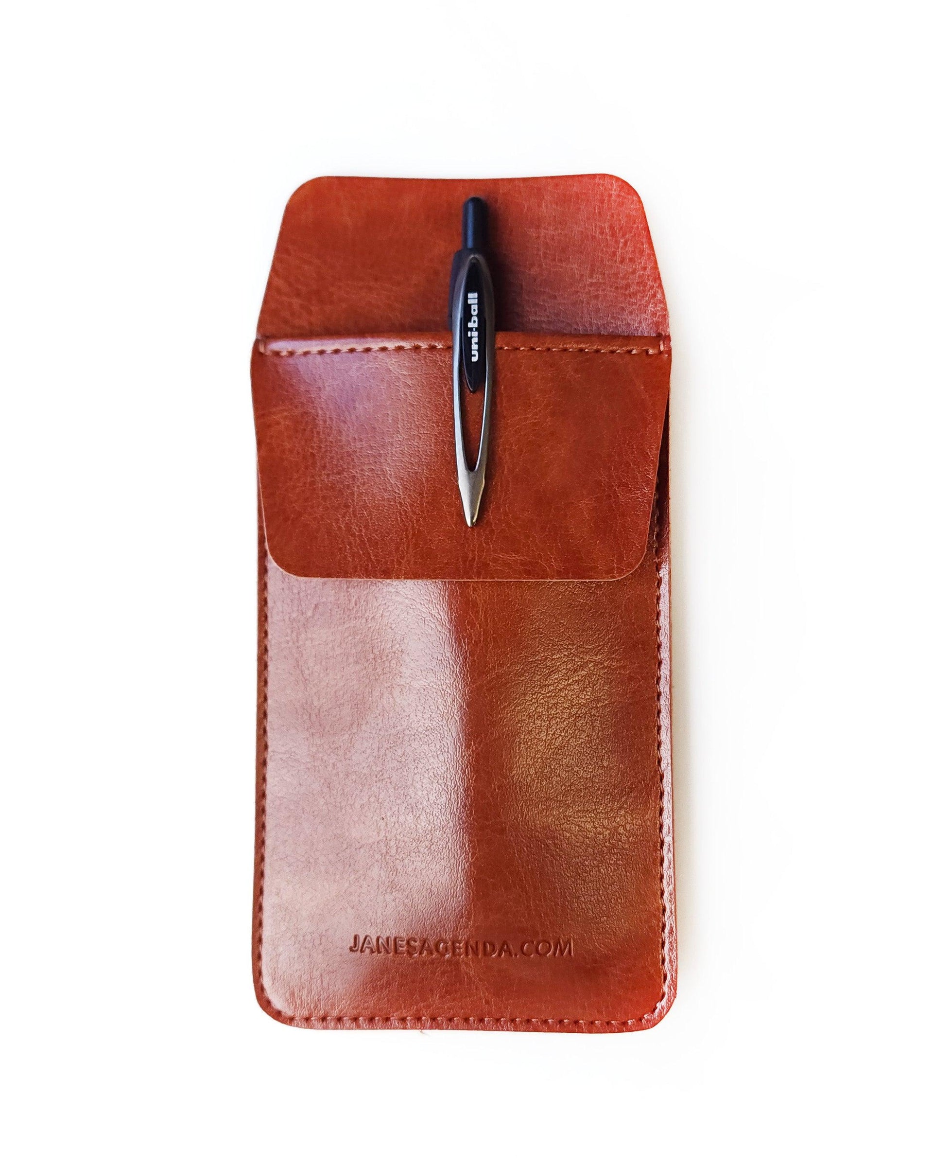 Vegan leather pocket protector pen holder by Jane's Agenda for all your stationary and planning needs.