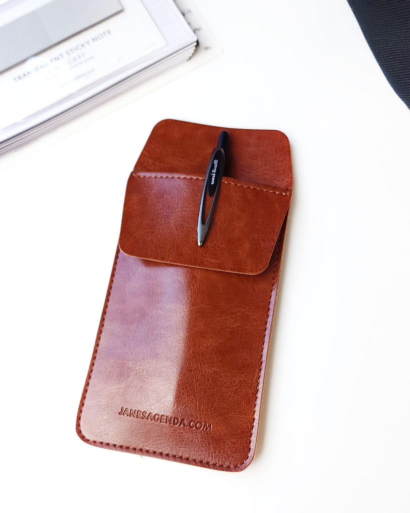 Vegan leather pocket protector pen holder by Jane's Agenda for all your stationary and planning needs.