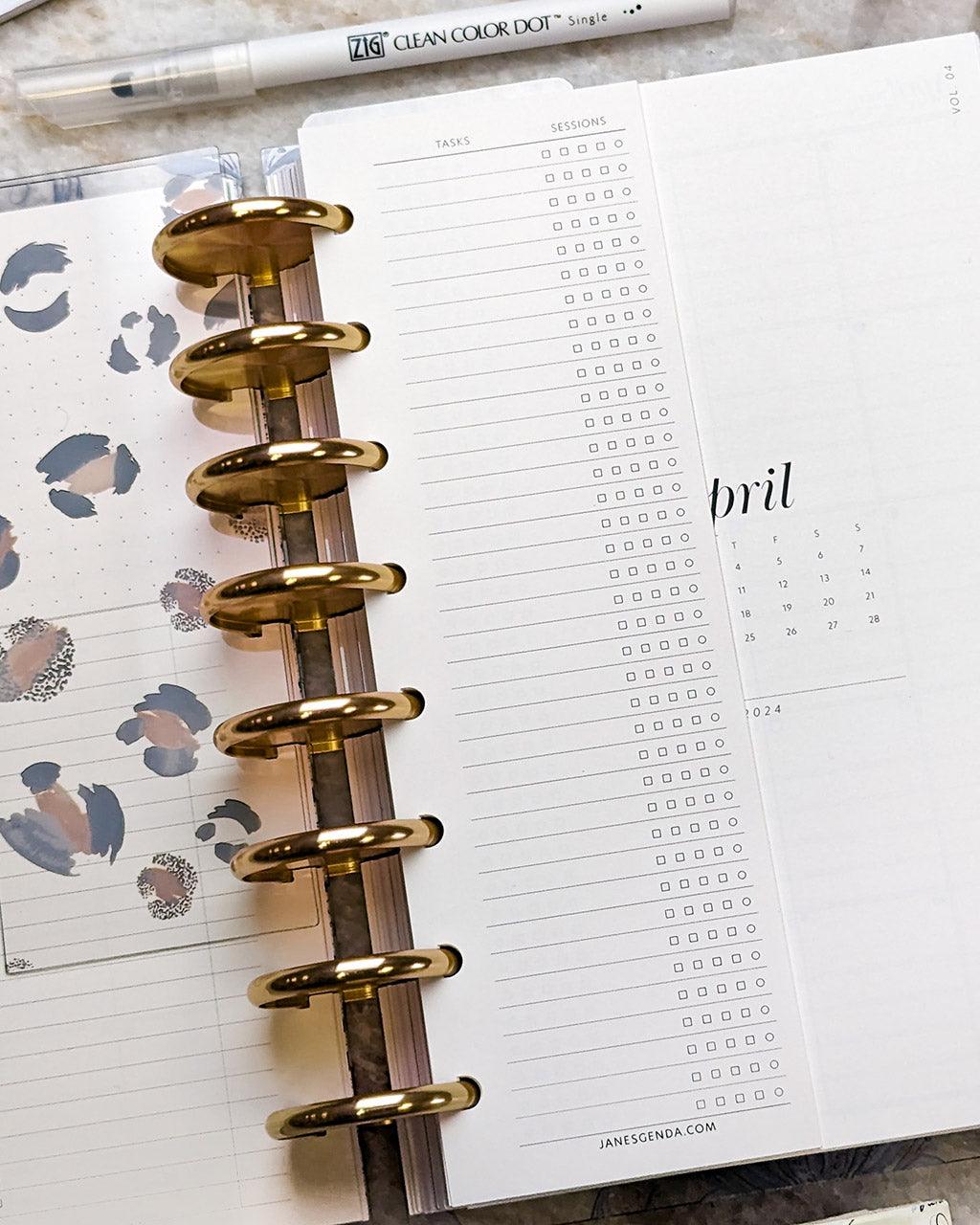 Pomodoro Method Planner Insert Tip In for discbound and ringbound planners by Jane's Agenda.