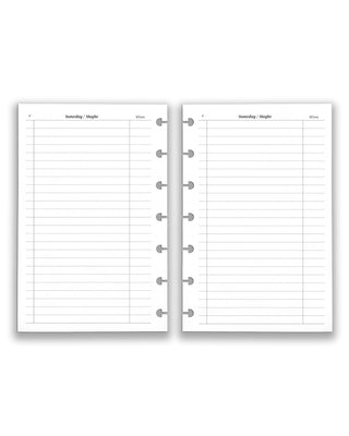 Jane's Agenda refillable planner inserts for discbound planning. Someday/Maybe list inserts, intentional goals and ideas tracking.