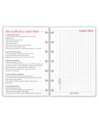 Project Planning Inserts with Gantt Chart
