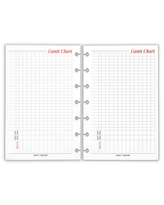 Gantt Chart Project Planner Inserts for Discbound Planner Systems by Jane's Agenda.