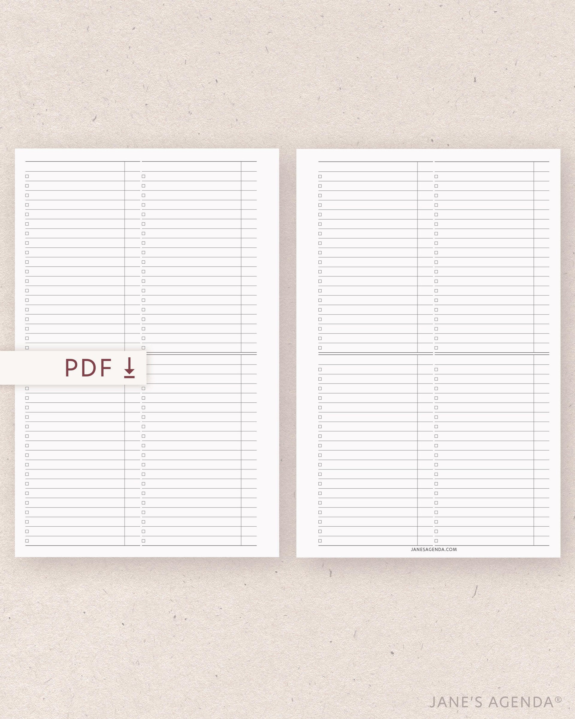 Printable planner inserts by Jane's Agenda for disbound and six ring planners and planner binder systems.