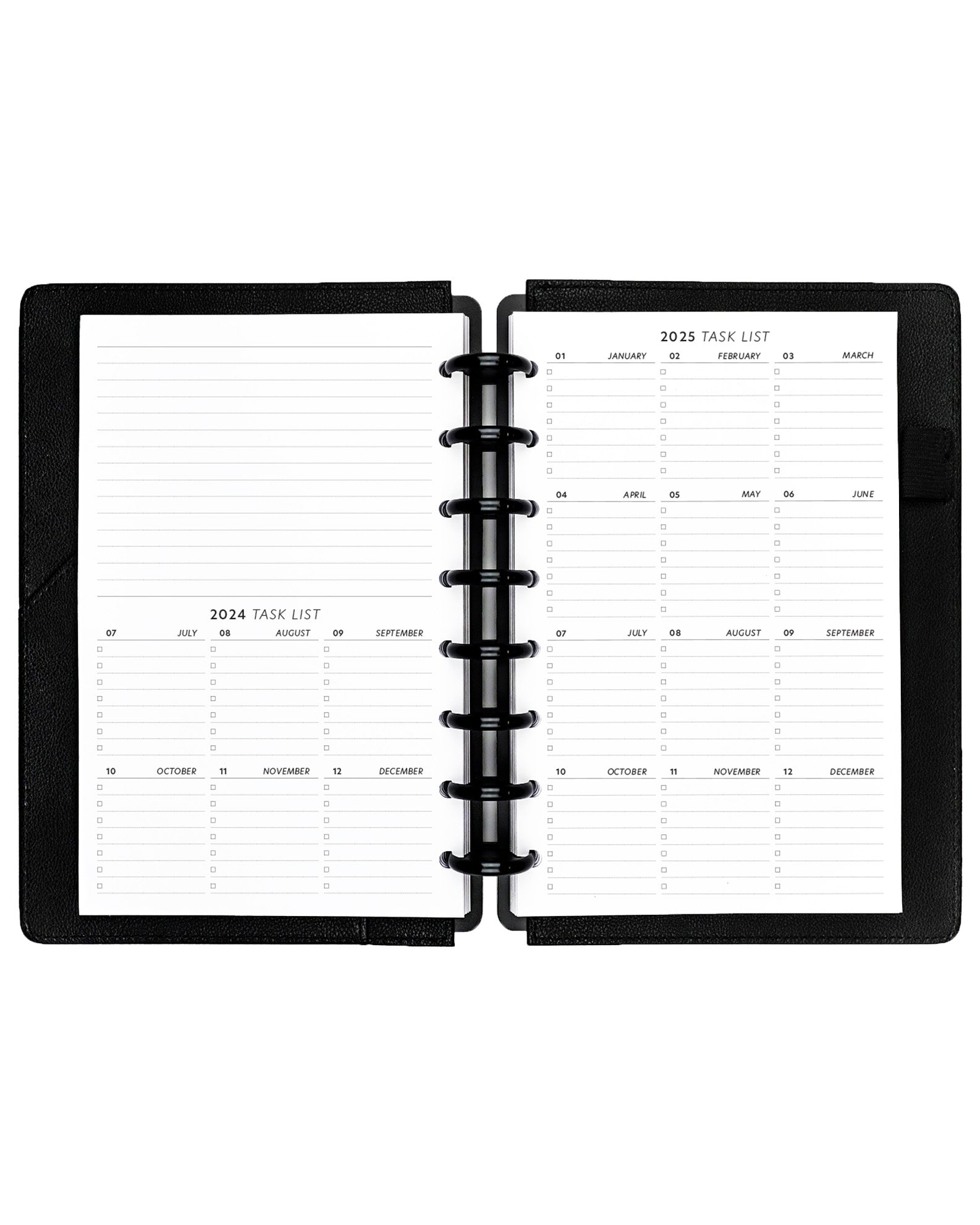Quick glance calendar inserts planner refill pages for discbound planners, disc agendas, disc notebooks, and A5 siz e ringbound planner systems by Jane's Agenda.