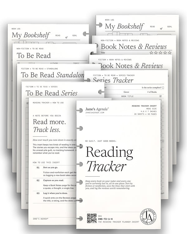 Reading tracker pages from Jane's Agenda