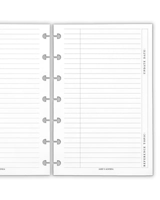 Reference planner inserts for discbound planners by Jane's Agenda.