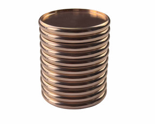 Stack of 11 high-gloss rose gold metal binding discs for discbound planner systems by Jane's Agenda, replacement metal binding disc.