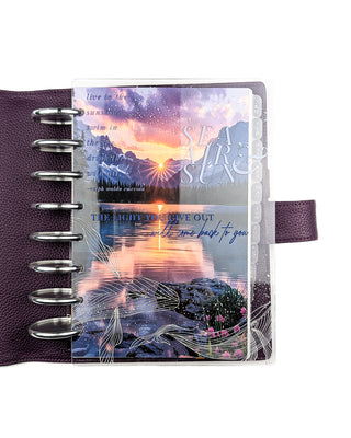 Clear Plastic Discbound Planner Cover | Silver Foil w/ Embossed Ink | Sea, Air & Sun