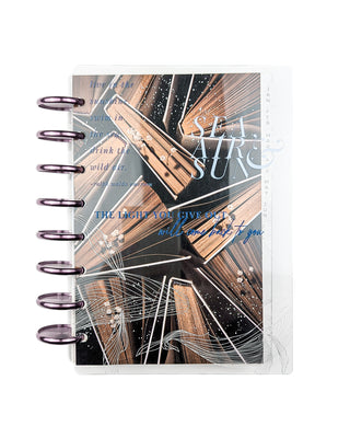 Clear Plastic Discbound Planner Cover | Silver Foil w/ Embossed Ink | Sea, Air & Sun