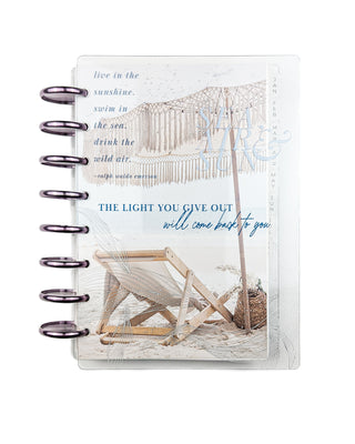 Clear Plastic Discbound Planner Cover | Silver Foil w/ Embossed Ink | Sea, Air & Sun
