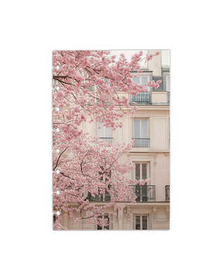Pink cherry blossoms design on discbound cardstock dashboard over a white background. 
