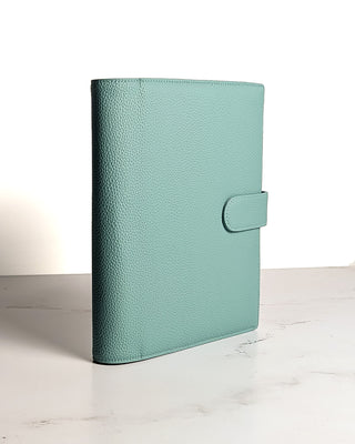 Sea glass vegan leather planner wrap cover standing upright