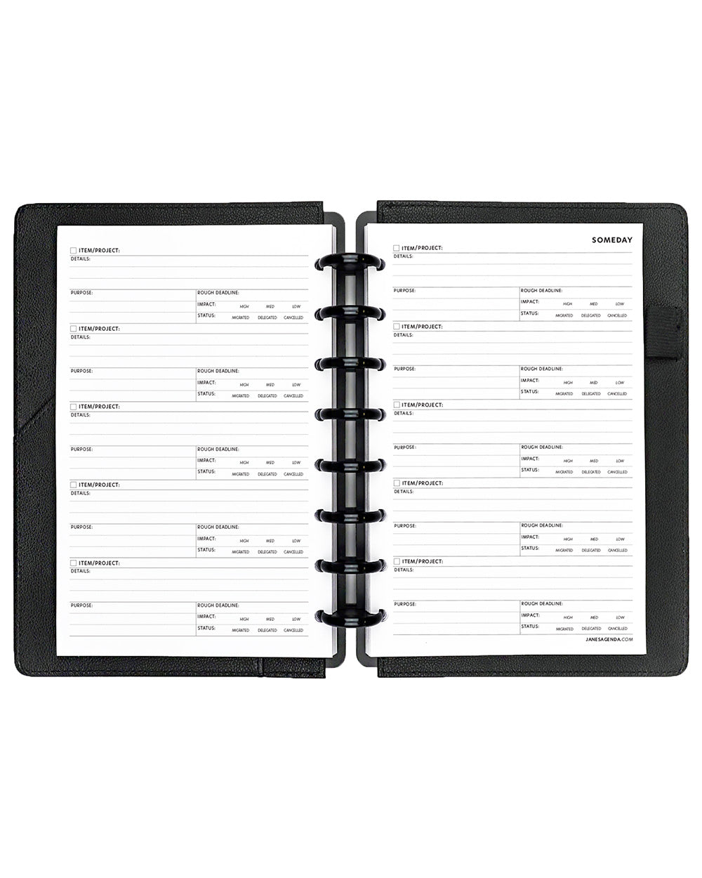 Someday planning inserts for disc-bound planner systems and disc notebooks by Jane's Agenda.