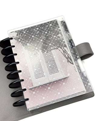 Planner the reverse side of the Gold Foil Diamond pattern clear cover, and a window design on a white background