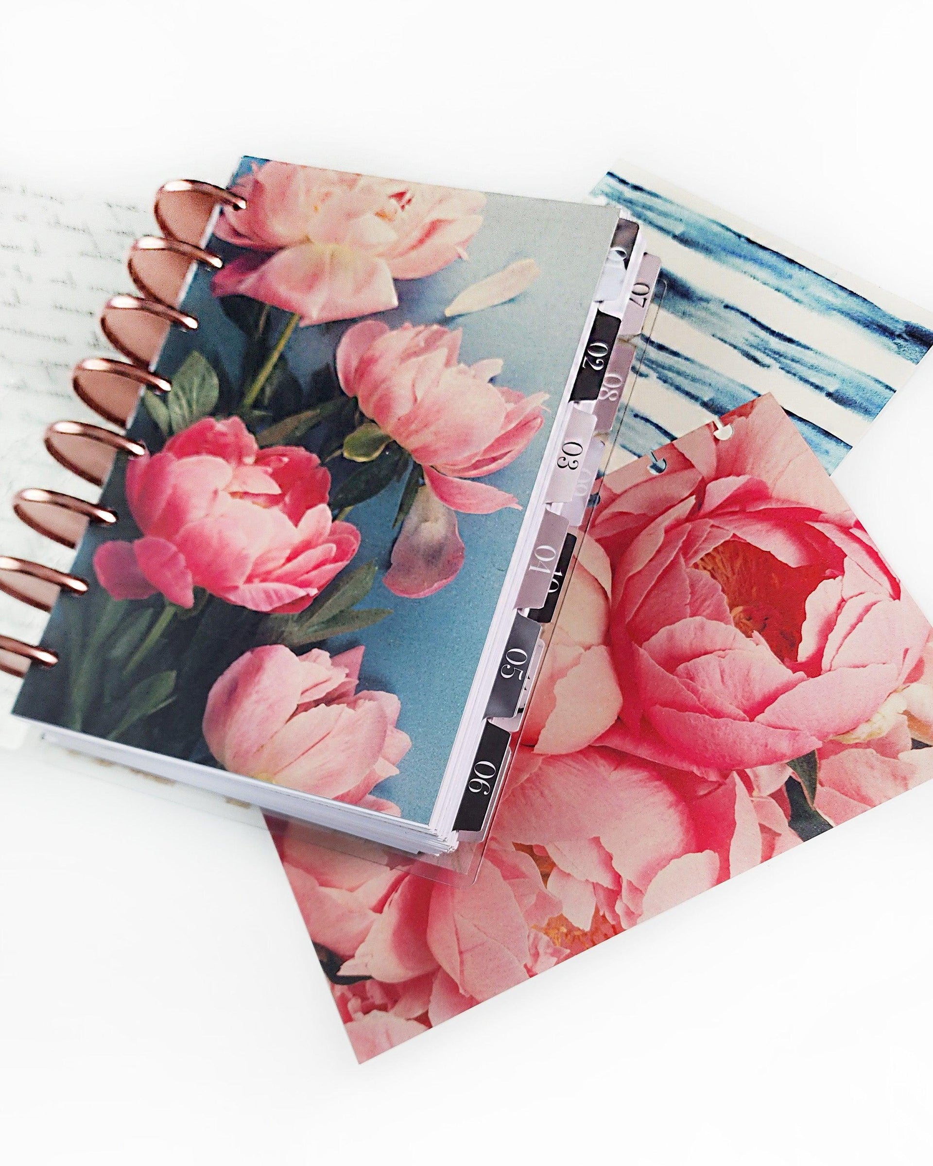 floral planner dashboards for discbound and ringbound planner systems by Jane's Agenda.