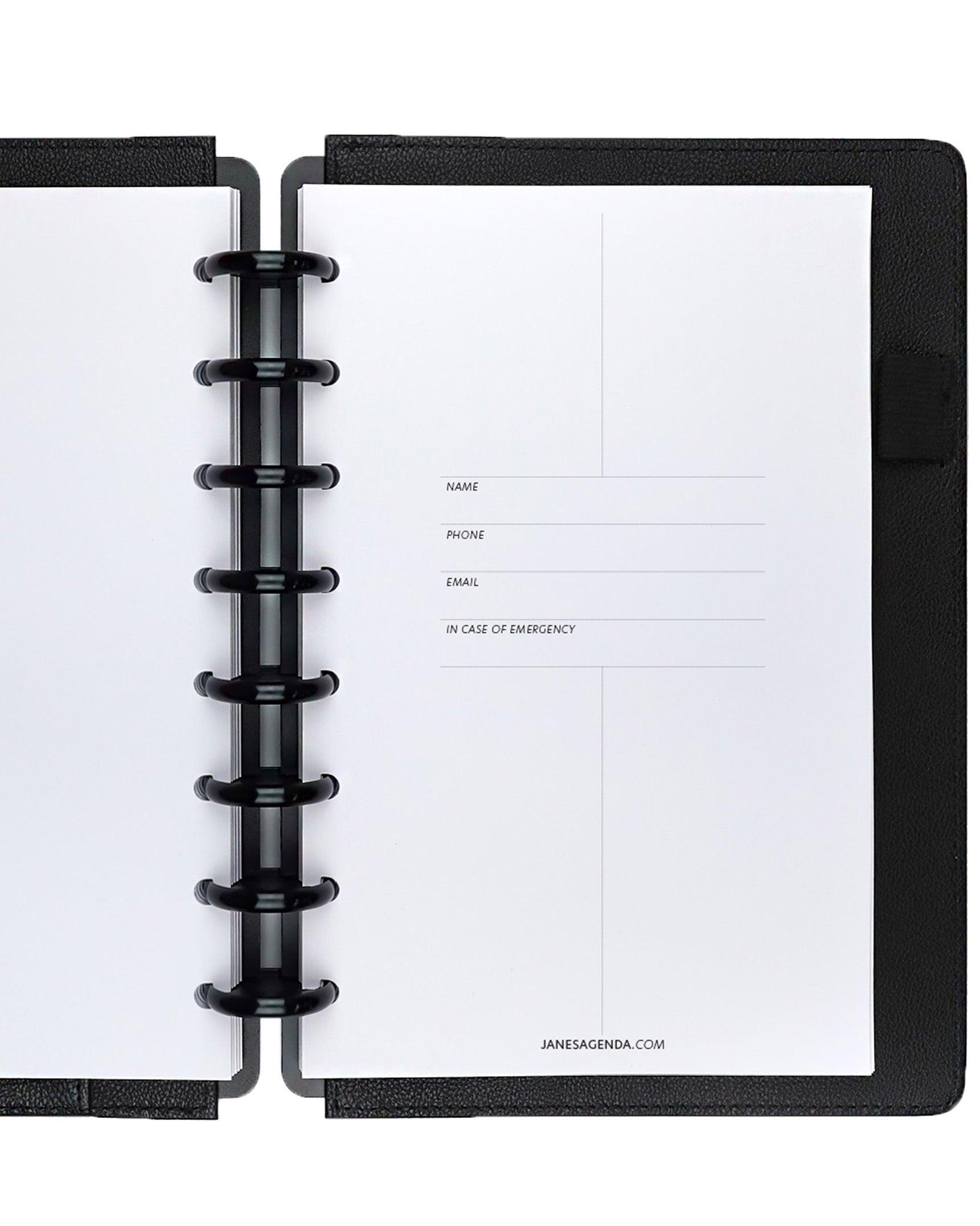 Quick glance year in full reference planner pages for discbound planners and ring bound planners by Jane's Agenda.