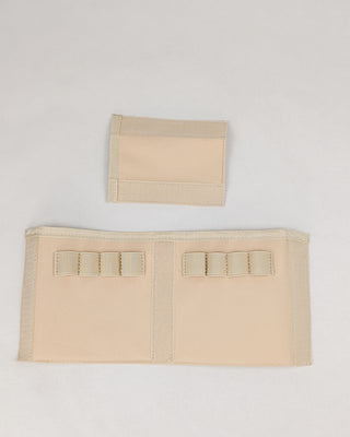 A close up of velcro case dividers with elastic pen loops.